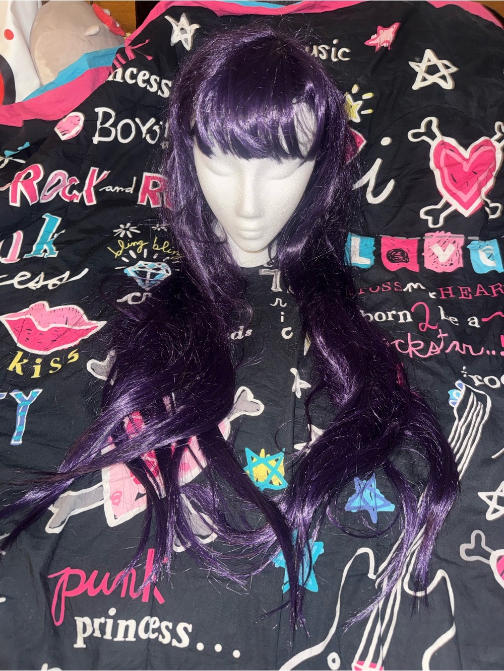 gorgeous Purple long wig with bangs insanely long 34in !
